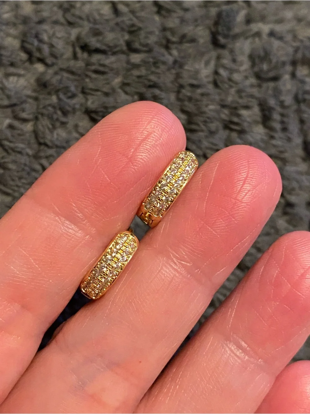 Gold Pave Huggie Hoop Earrings
